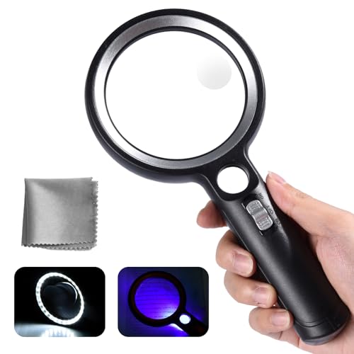 Loupe de Lecture avec 30 lumières LED, 30X 45X 60X Grossissante avec Lumière 2 Modes D'éclairage, Loupe Eclairante pour Lecture, Bijoux, Seniors, Malvoyant,...