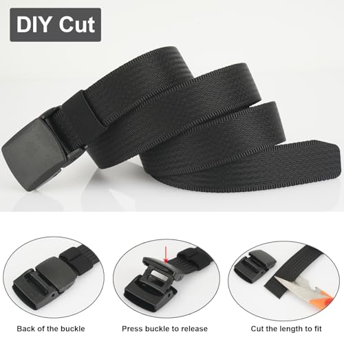 5-Pack Metal-Free Nylon Belts, 1.25 Inch Belts Lightweight TSA-friendly Outdoor Military Plastic Belt, Cut to Fit4