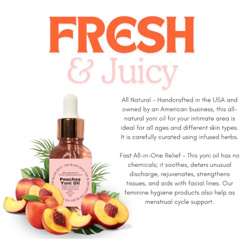 Image of Peach Yoni Oil for Women - Feminine Intimate Oil for pH Balance, Ingrown Hairs & Moisturizing - Sweet Scented Natural for Daily Feminine Care Scented NOT Flavored