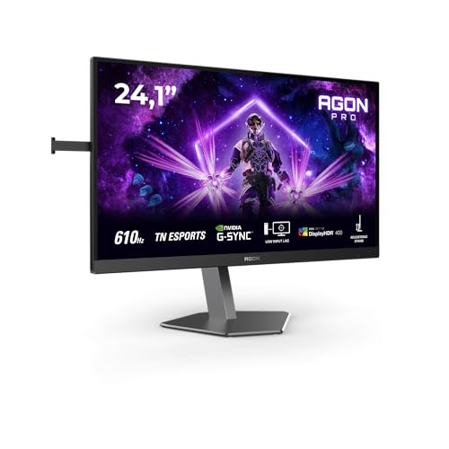 AOC Agon PRO AG246FK6-24.1 Zoll FHD Gaming Monitor, 600 Hz, 0.5 ms gtg, G-Sync comp., HDR400 (1920x1080, 2X HDMI 2.1, DisplayPort 1.4, USB Hub) schwarz/grau