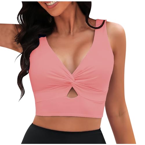 Swimsuit Tops for Women Bikini Tops for Women Cropped Tankini Swimsuits Top Beach Padded Knot Twist Cut Out Adjustable Tank Bathing Suit Top -  swimsuits bikini tops for women 2025, halter top swimsuits for women