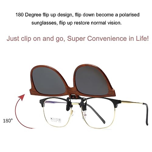 Image of Long Keeper Clip On Sunglasses - Polarized Flip Up Clip-on Sunglasses for Women & Men - Over Prescription Glasses