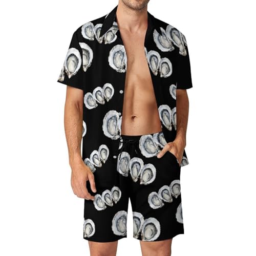 Conjunto Acuarela Oysters de camisa con botones y pantalones cortos de 2 piezas para hombre