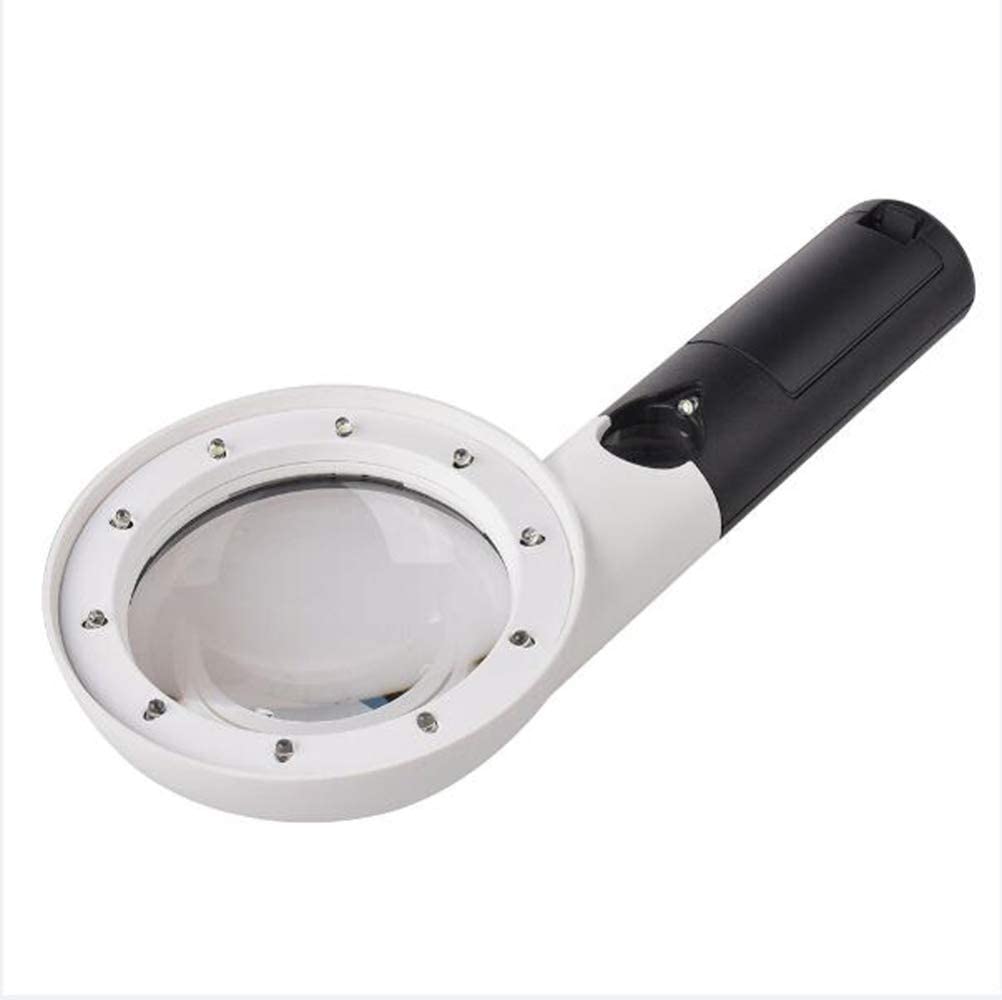 Ręczna lupa 5X 20x ze światłem 10 diod LED dla seniorów Czytanie mapy, hobby dzieci, lupa jubilerska, naprawa zegarków, rękodzieło, kolekcja Chaser of Light