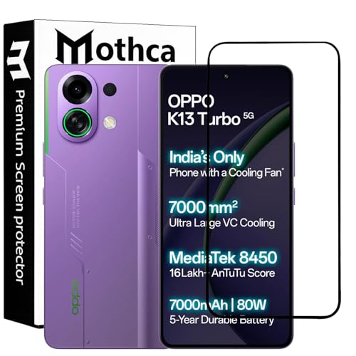 Image of Mothca Military-Grade Tempered Glass Screen Protector Compatible for OPPO K13 Turbo / K13 Turbo Pro 5G with Edge to Edge Coverage - Case Friendly, Anti-Scratch & Bubble-Free Installation Kit