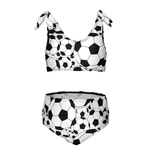 Girls Swimsuit Bikini Set Funny Soccer Balls Summer 2Pcs Bathing Suits Tankini Sets for 6-12 Years