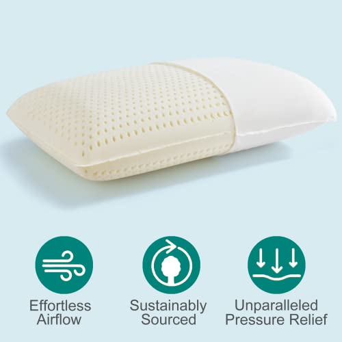 100% Natural Talalay Latex Pillow - Luxury Queen Pillow for All Sleepers