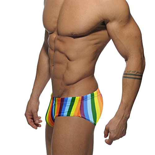 Men Push-Up Pad Swimming Briefs Padded Rainbow Sexy Swimwear Sunbath Surf Beach Shorts2