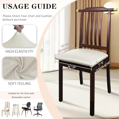 Image of Pu Leather Dining Chair Seat Covers Set of 4, Waterproof Kitchen Chair Covers Stretch Chair Cover for Kitchen /Dining Room /Hotel, Tasteless seat Covers for Chairs (White - 4 PCS)