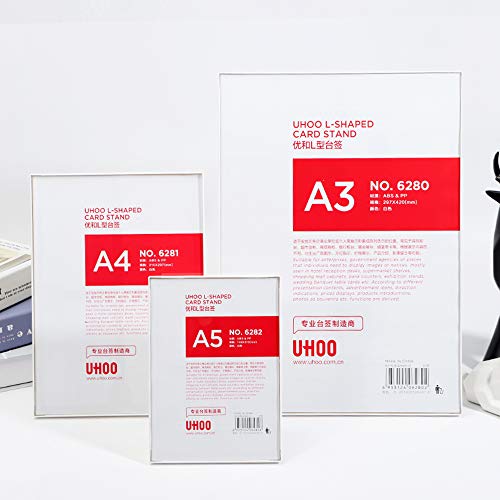 QQRH Soporte de sobremesa Menu Soporte acrílico Recto para Carteles Forma de T Ideal para promociones restaurantes Marcos de Fotos Documentos y más Titular de Menú L-Stand Transparente