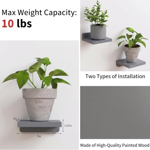 Image of Fixwal Small Floating Shelves for Wall Decor (Grey, Set of 4, 5Inch)