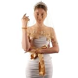 LIMELIA Bridal Wedding Veil | Beaded Sequined Bride Veil, Costume Veil for Wedding Henna Night | Gold