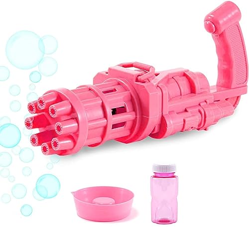 Niku 8 Hole Electric Gatling Bubble Gun for Kids with Soap Solution Indoor and Outdoor Toys for Toddlers Bubble Maker Gun Machine for Girls, Boys and for Parties (Multicolor, 3+ Year)