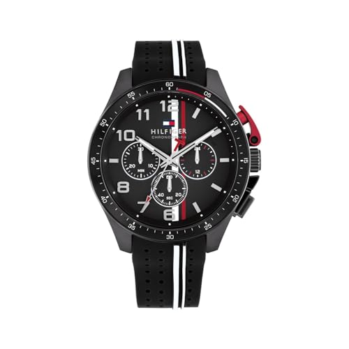 Image of Tommy Hilfiger Bank Quartz Analog with Black Dial Black Silicone Strap Watch for Men - TH1792168