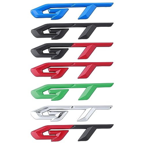 Image of 2 Packs GT Metal Emblem Car Side Fender Badge 3D Aluminum Alloy Sticker for Decoration Suitable for Cars Trucks SUVs (Red-Black)