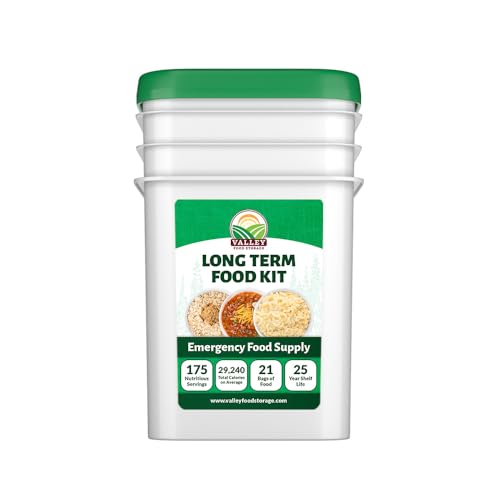Valley Food Storage Long Term Food Supply Kit | 1 800+ Calories & 75g+ Daily Protein | Emergency Survival Food with 25 Year Shelf Life | Prepper Supplies Camping & Off-Grid Freeze Dried Meals