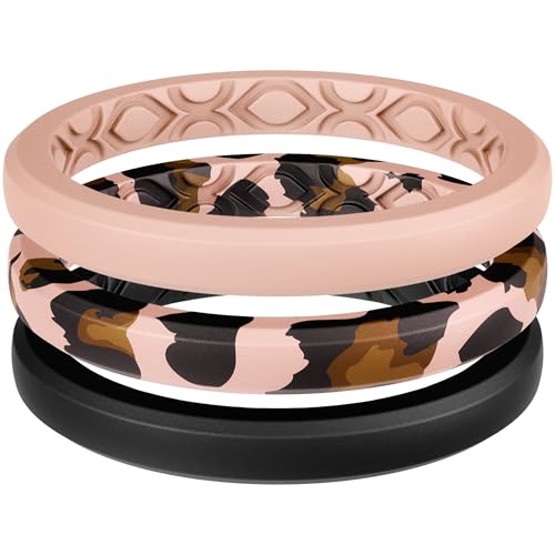 ThunderFit Stackable Silicone Ring Enhancers for Women, Breathable Rubber Wedding Bands - Braided...