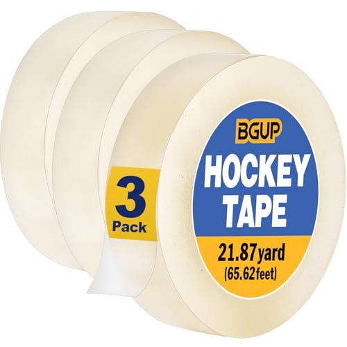 BGUP 3 Roll Multipurpose Hockey Tape Bulk Clear Hockey Tape Hockey Stick Tape has Strong Viscosity & High Elasticity for Hockey Soccer Lacrosse-Great Sports Gift