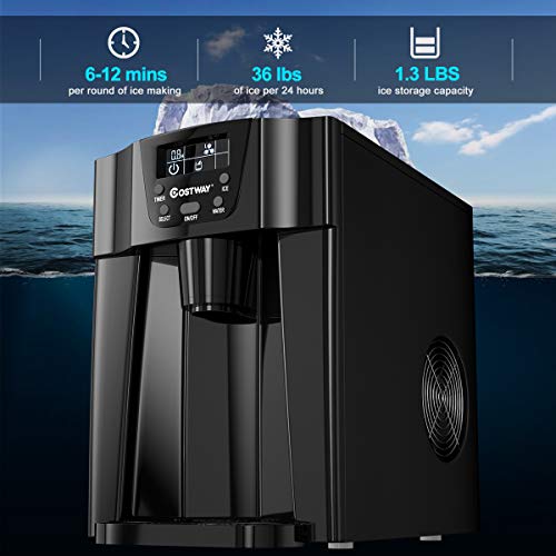 COSTWAY 2 in 1 Countertop Ice Maker with Builtin Water Dispenser