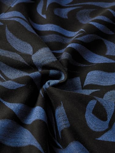 Image of The Souled Store Calligraphy Men and Boys Full Sleeves Hooded Neck Black and Blue All Over Print Cotton Blend Fleece Drop Shoulder Everyday Streetwear Oversized Fit Pullover Hoodie