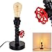 Produktbild Tischleuchte Mairengo, moderne Tischlampe aus Metall in Schwarz/Rot, 1-flammig, 1 x E27-Fassung max. 60 Watt, Leuchte im Retro/Vintage Design m. An-/Ausschalter am Kabel, LED geeignet