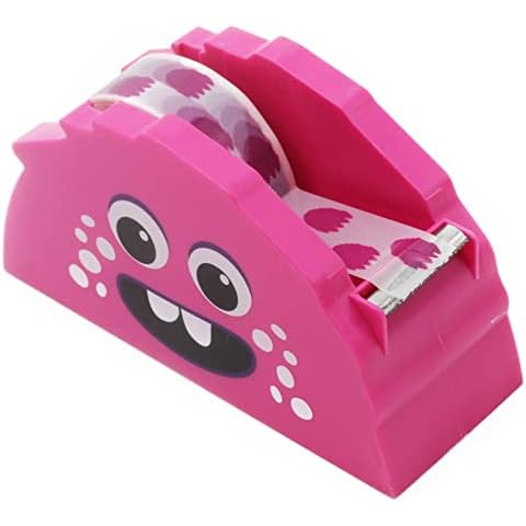 Amogato Cute Little Demon Desktop Office Tape Dispenser Non-Skid Base - Home Office Supplies Fun Desk Accessories Office Tape Dispensers, Pink Cover