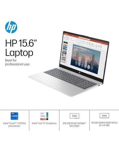Image of HP 15.6'' Touchscreen Business Laptop - Intel i7-1255U Processor, Office Lifetime License & Windows 11 Pro, HD Camera, Num Pad, Long Battery Life, Webcam (16GB RAM - 1TB SSD)