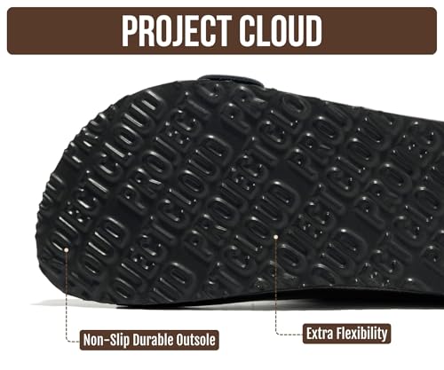 Image of Project Cloud 100% Genuine Leather Footbed Sandals for Women 2026 Comfortable Beach Essentials Womens Sandals Memory Foam Vacation Essentials Slides for Women Footwear (Santorini)