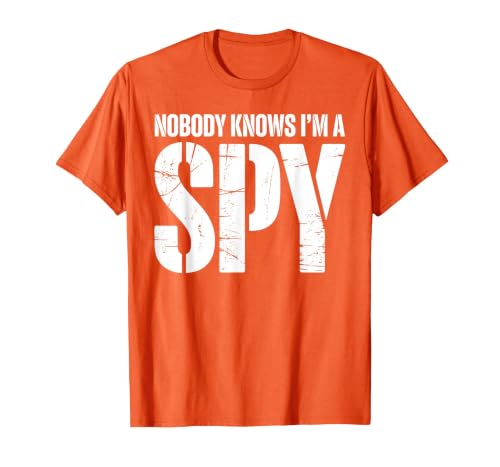 Funny Spy Design for Men Women Kids Secret Agent Costume T-Shirt, Men, Orange, X-Large