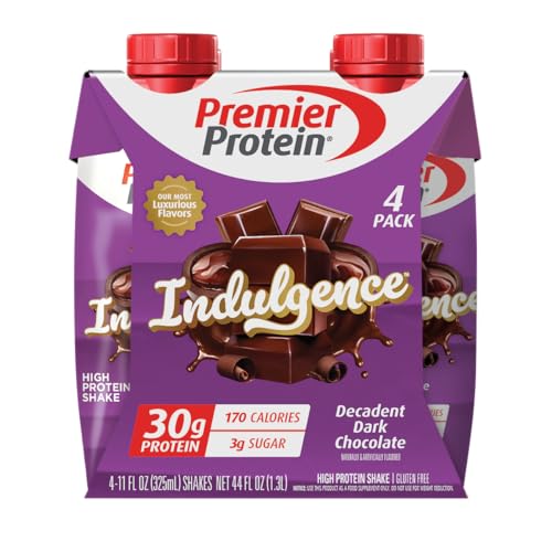 Image of Premier Protein Shake INDULGENCE, Decadent Dark Chocolate, 30g Protein, 170 Calories, 3g Sugar, 11 fl oz, 4 Pack (Packaging May Vary)
