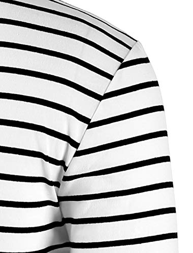 uxcell Men's Striped T Shirt Crew Neck Long Sleeve Casual Cotton Pullover Tee Top3