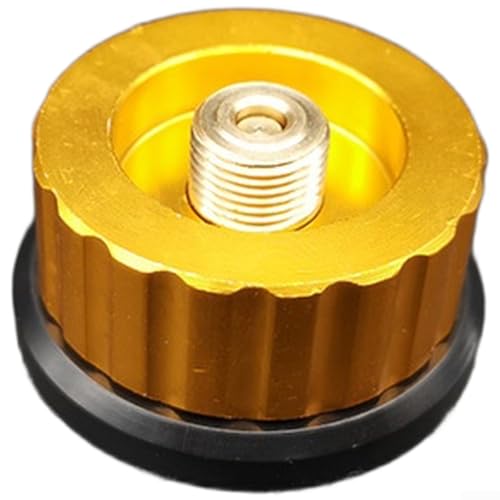 ZMdooreasy Adaptador de recipiente de gas para estufa de camping, apagado automático con núcleo interior de latón, conector de conversión de cilindro largo a plano (dorado)