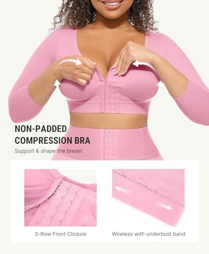 Image of FeelinGirl Arm Shaper for Women Post Surgery Arm Lipo Compression Sleeves Slimming Arm Faja Front Closure Shapewear Bra