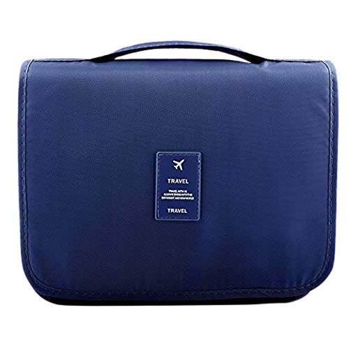 Handcuffs Polyester Toiletry Travel Organizer, Large Capacity Suitcase Luggage Portable Dopp Kit Wash Bag (Blue)