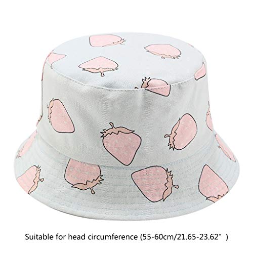 GUMEI-Femmes-Summer-Strawberry-Print-Bucket-Hat-Casquette-de-pecheur-reversible-a-Double-Face