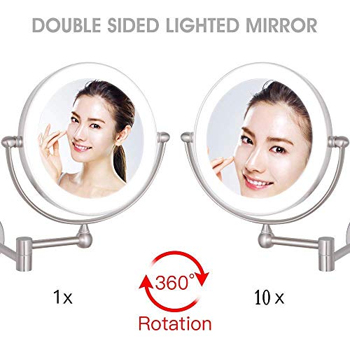 Miroir de maquillage mural rond rotatif 360 fini les angles morts pour le rasage - 3