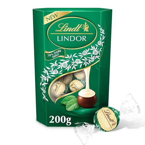 Lindt Lindor Dark Mint Chocolate Truffles 200g Box (Approx. 16 Balls) Smooth Filling Gift Birthday Congratulations Treat