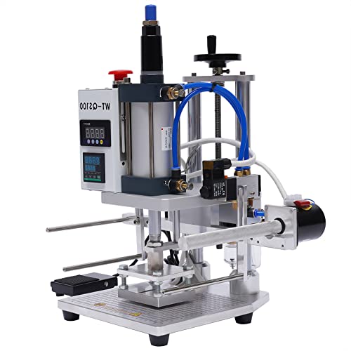 Pneumatic Leather Hot Foil Stamping Machine, 500W Digital Embossing Stamping Machine Air Operated Logo Leather PVC Press with Gold Foil Paper for Leather PVC PU Paper Plasti