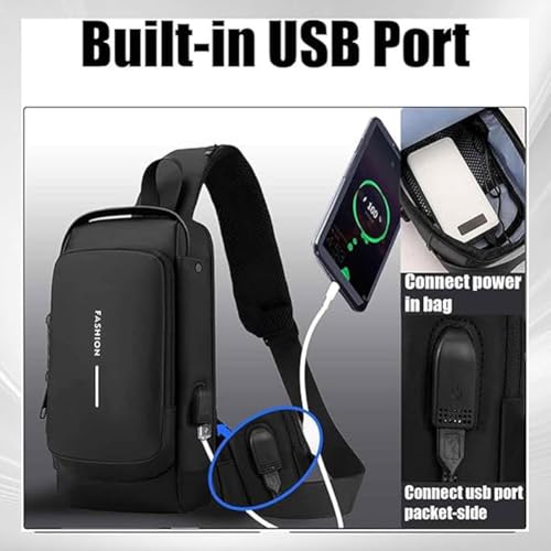 Auricz Bag, New Carbon Fiber Streamline Anti-Theft Sling Bag, USB Sports Crossbody Waterproof Shoulder Backpack(Blue Gold)4