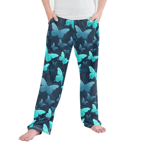 Butterfly Long Pajama Pants Elastic Waist PJ Bottoms with Pockets S A110918
