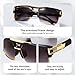 Dollger Square Sunglasses for Men Classic Oversize Sun Glasses Retro Semi Rimless Gold Alloy Frame UV400