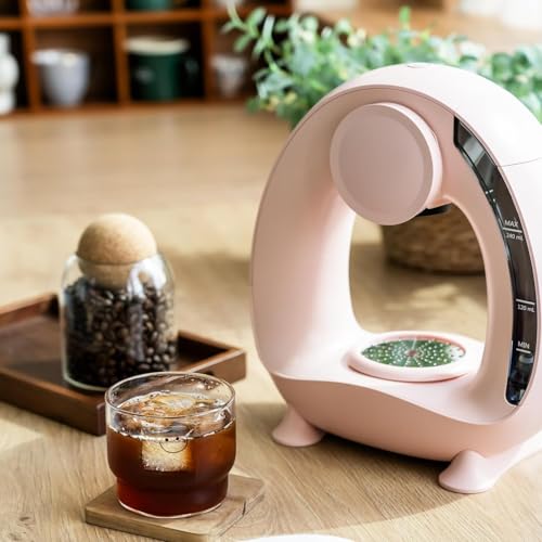 Image of Electric Coffee Machine, Mini Coffee Brewer for Ground Coffee, Americano 2-In-1 Mini One Cup Coffee Brewer /tea Maker, 120-240 Ml, Stylish＆compact for Home, Office, (Pink)
