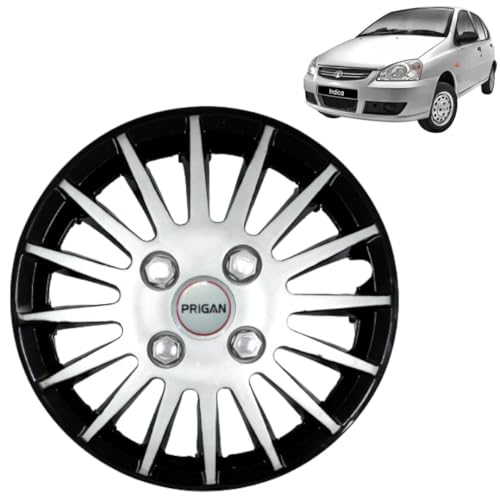 Image of Prigan Indica Black Silver Wheel Cover 14 inch for -Indica Vista (Set of 4 Pcs) (Press Fitting) Model- Camry DC 14