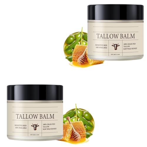 2 bálsamos de miel de sebo de vacuno, crema nutritiva profunda, crema hidratante de larga duración, no grasa, para piel seca en la cara y el cuerpo