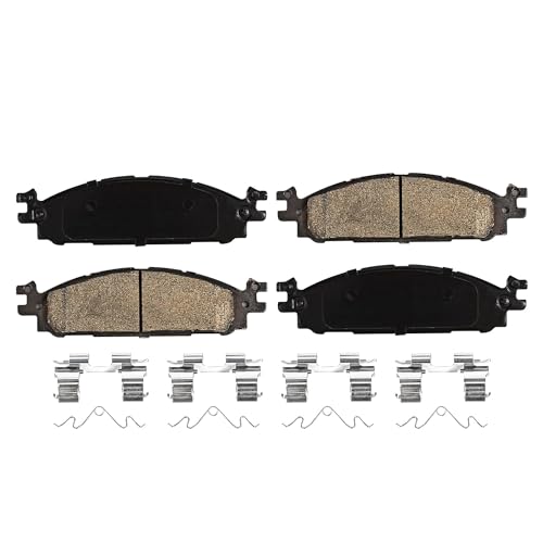 Image of Detroit Axle - Front Brake Kit for Ford Explorer 11-19, Drilled and Slotted | Disc Brake Rotors Ceramic Brake Pads Wheel Bearing Hubs Assembly 2012 2013 2014 2015 2016 2017 2018 Replacement