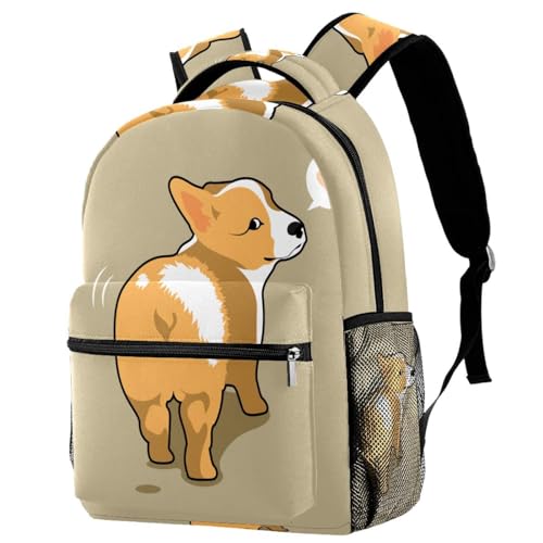 Sac à dos ado fille garçon multicolore Corgi Fall in Love 29.4x20x40cm