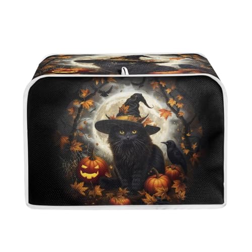 Image of Toaster Dust Cover Bakeware Protector Compatible with 4 Slice Toaste Dust Protection Cover Halloween Spooky Black Cat Print