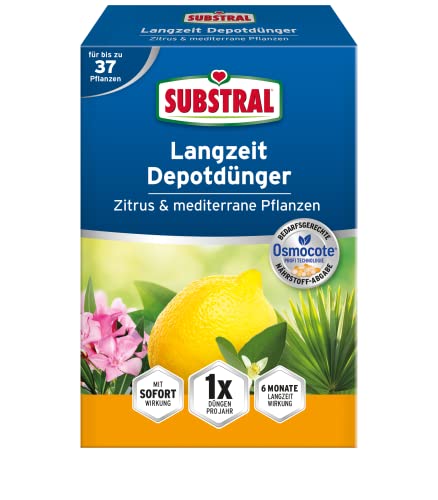 Substral Langzeit Depotdünger für Zitrus & mediterrane Pflanzen, 750 g - für Bougainville, Oleander, Feigen, u.a.