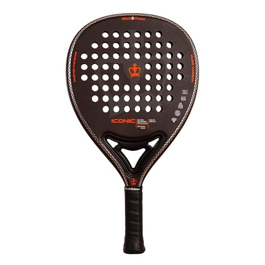 Black Crown - Pala de pádel Iconic - Carbono 3K - Goma Soft EVA Black - Forma híbrida - Potencia 60% y Control 40% - Jugadores intermedios y avanzados - Peso 350-370g