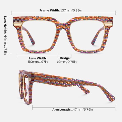 Image of Zeelool Glasses Frame for Women, Oversized Square Personality Fit Glasses Acetate Eyeglasses with Non-prescription Clear Lenses Taylor ZJGX799757-04